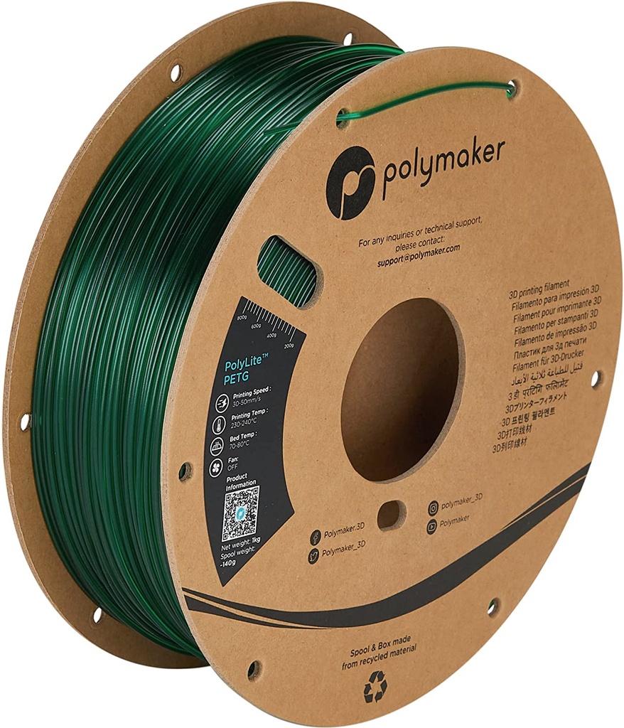 Polymaker PB01033 3D-printmateriaal Polyethyleentereftalaatglycol (PETG) Groen, Doorschijnend 1 kg
