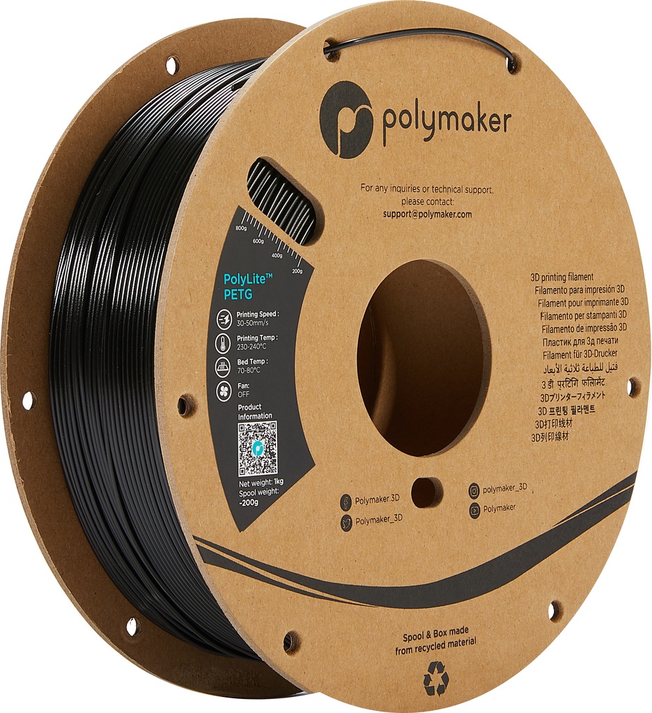 [109423440250] Polymaker PB01043 3D-printmateriaal Polyethyleentereftalaatglycol (PETG) Zwart 3 kg