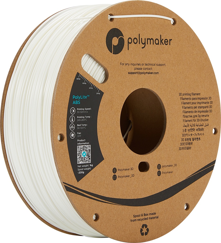 [109423440255] Polymaker PE01002 3D-printmateriaal ABS Wit 1 kg