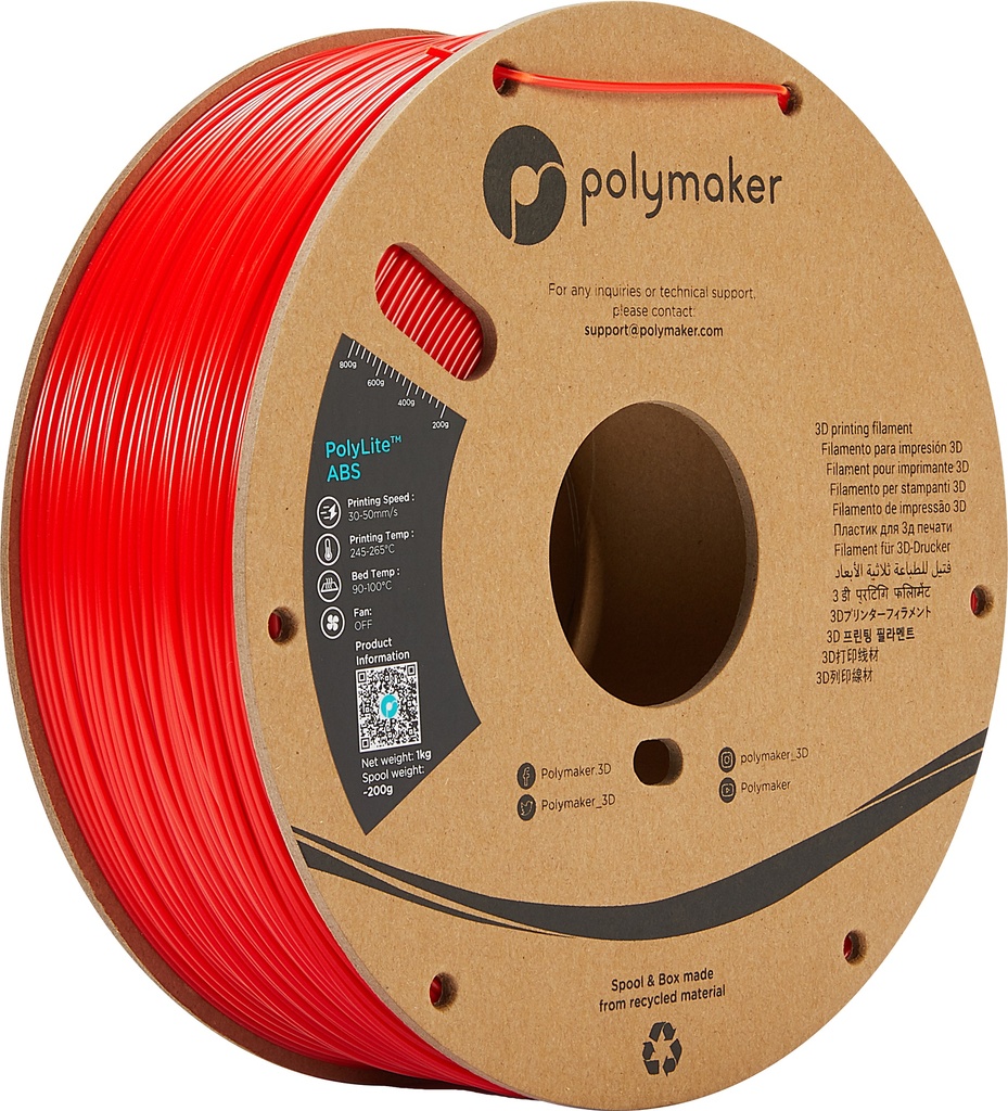 [109423440257] Polymaker PE01004 3D-printmateriaal ABS Rood 1 kg