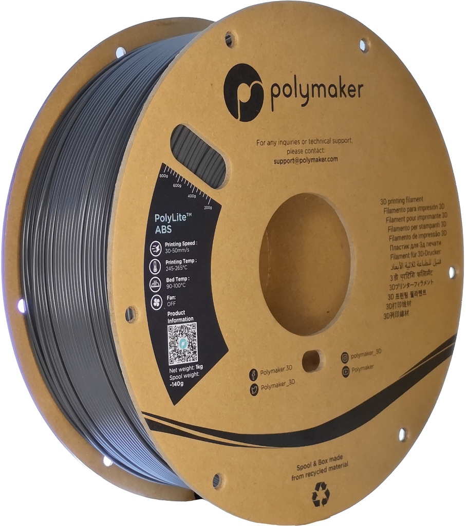 [109423440264] Polymaker PE01028 3D-printmateriaal ABS Donkergrijs 1 kg
