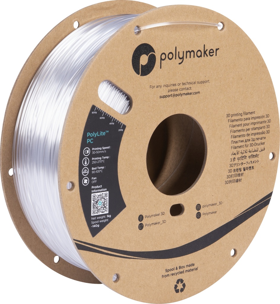 [109423440272] Polymaker PC01001 3D-printmateriaal Polycarbonaat (PC) Transparant 1 kg