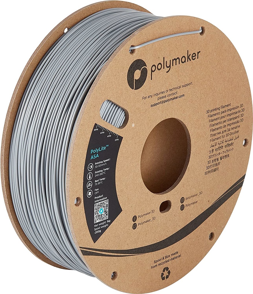 [109423440276] Polymaker PF01003 3D-printmateriaal Acrylonitril-styreen-acrylaat (ASA) Grijs 1 kg