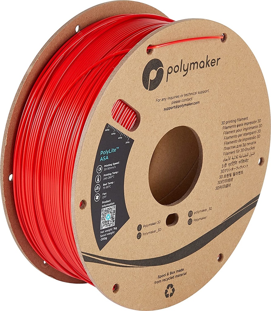[109423440277] Polymaker PF01004 3D-printmateriaal Acrylonitril-styreen-acrylaat (ASA) Rood 1 kg