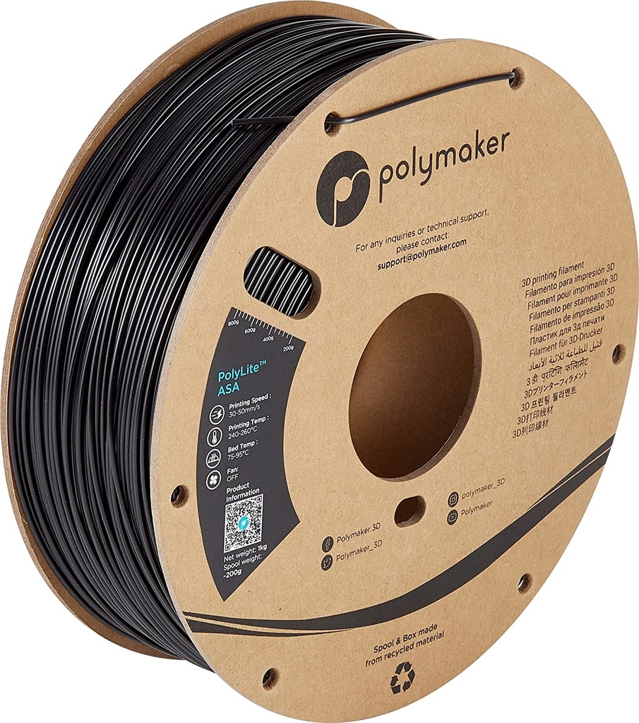 [109423440294] Polymaker PM70991 3D-printmateriaal Acrylonitril-styreen-acrylaat (ASA) Zwart 5 kg