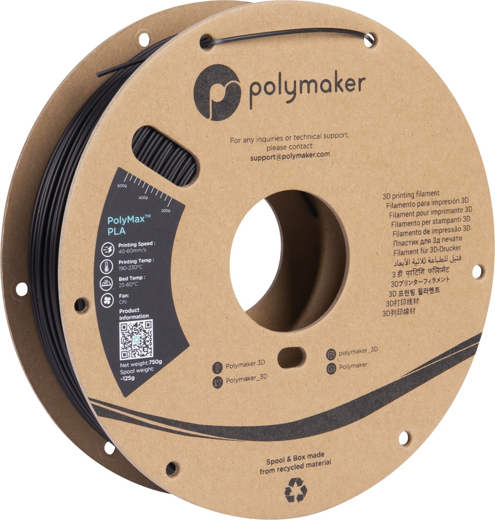 [109423440299] Polymaker PA06001 3D-printmateriaal Polymelkzuur Zwart 750 g