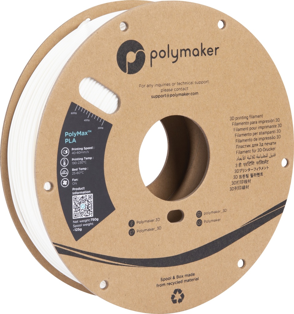 Polymaker PA06002 3D-printmateriaal Polymelkzuur Wit 750 g