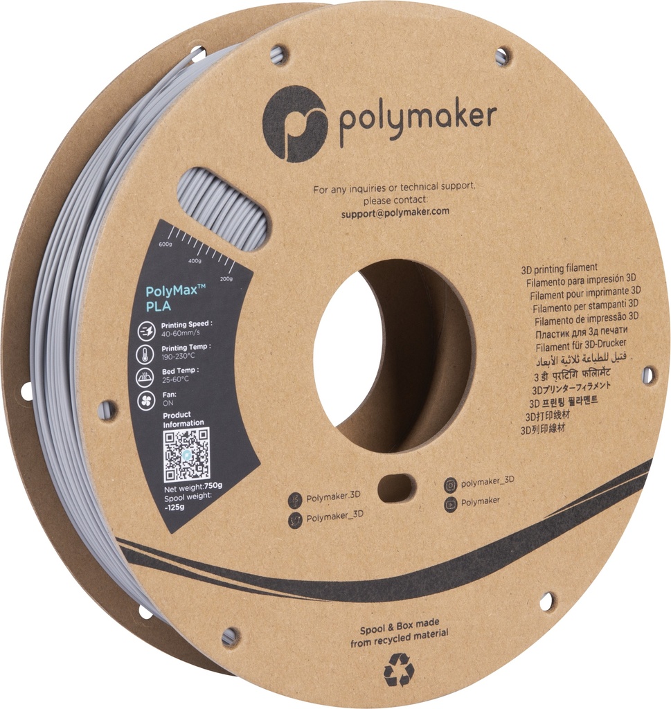 [109423440301] Polymaker PA06003 3D-printmateriaal Polymelkzuur Grijs 750 g