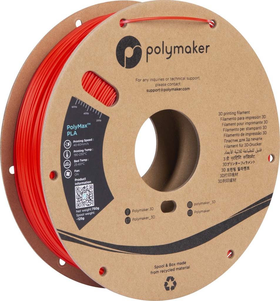 [109423440302] Polymaker PA06004 3D-printmateriaal Polymelkzuur Rood 750 g