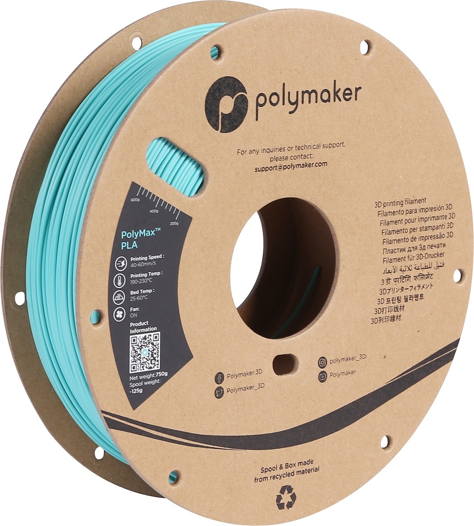 [109423440308] Polymaker PA06010 3D-printmateriaal Polymelkzuur Blauwgroen 750 g