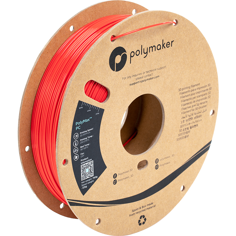 [109423440318] Polymaker PC02010 3D-printmateriaal Polycarbonaat (PC) Rood 750 g