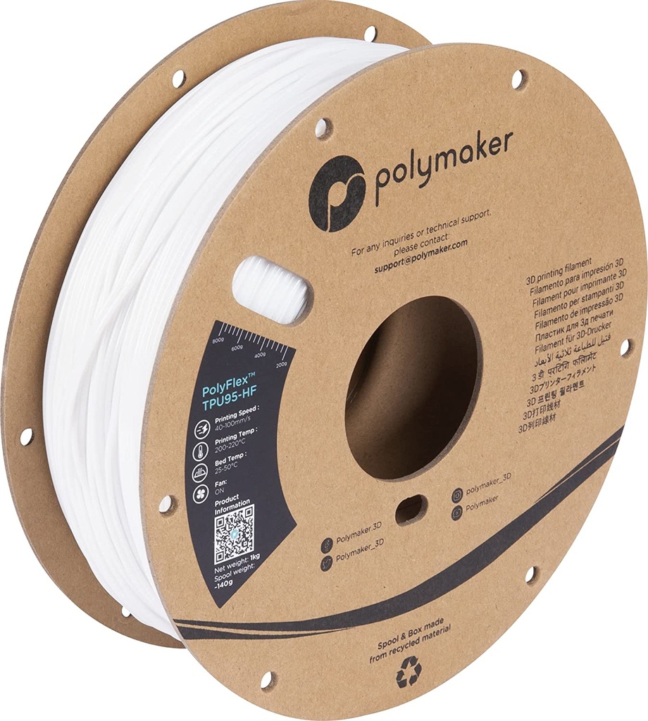 [109423440334] Polymaker PD03002 3D-printmateriaal Wit 1 kg