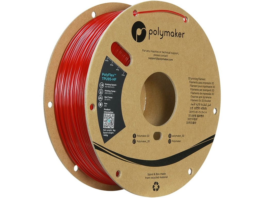 POLYMAKER TPU-95A 1,75mm HS TRANSLUCENT RED 1kg