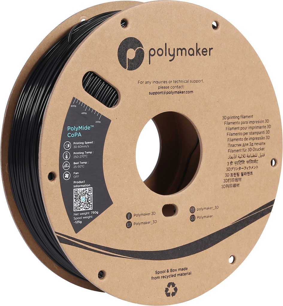 [109423440337] Polymaker PG05001 3D-printmateriaal Zwart 750 g