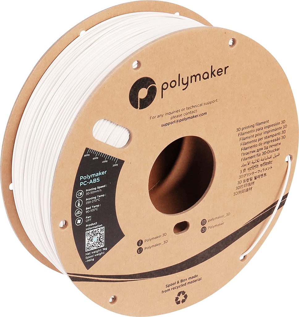 [109423440358] Polymaker PC04002 3D-printmateriaal PC-ABS Wit 1 kg