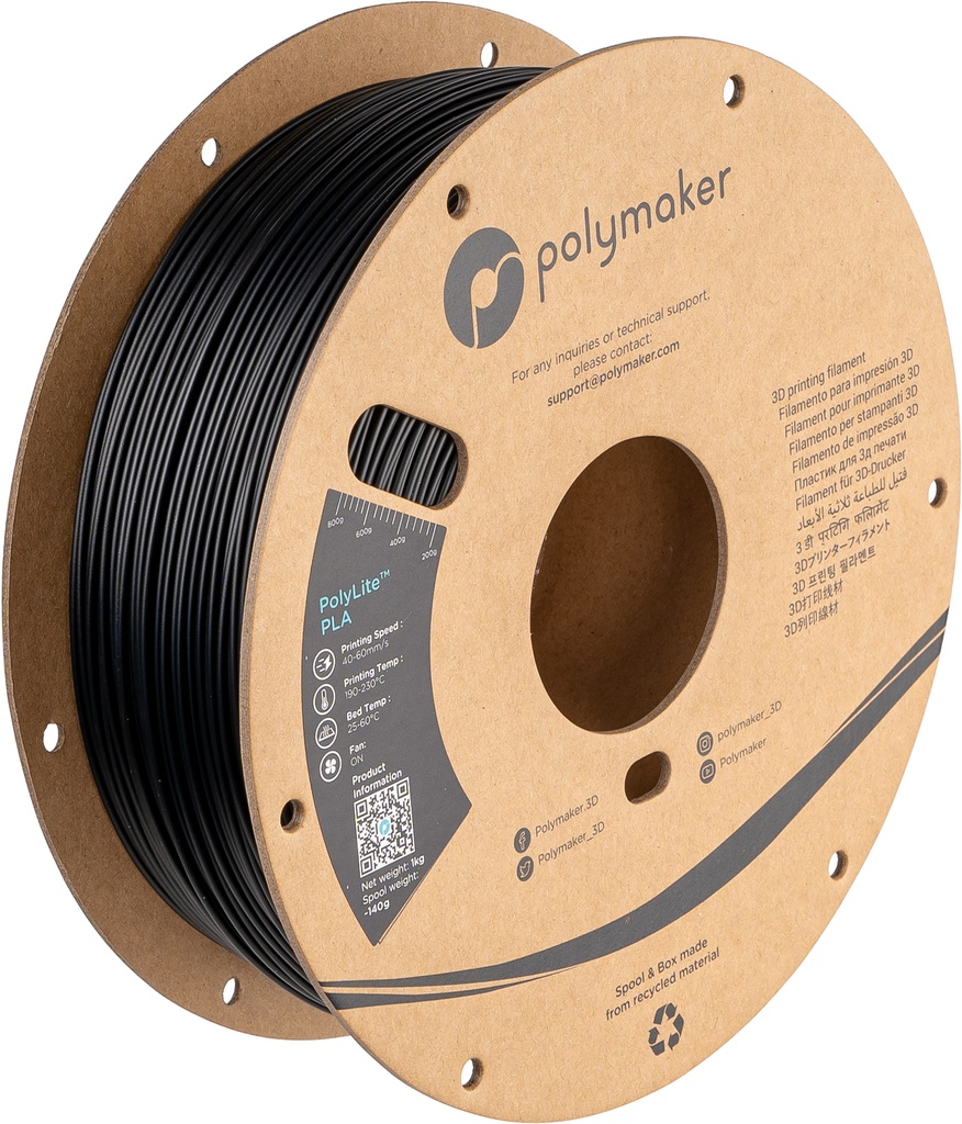 [109423440206] Polymaker PM70896 3D-printmateriaal Polymelkzuur Zwart 5 kg