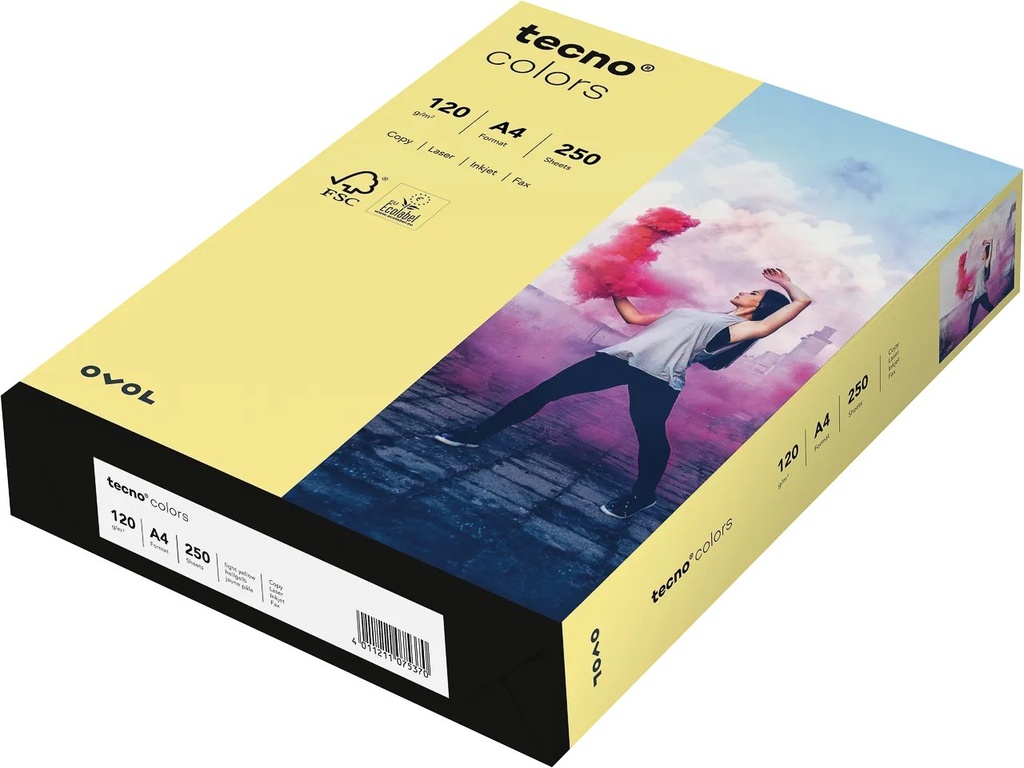 OVOL TECNO COLORS LIGHT YEL COPIER PAPER A4