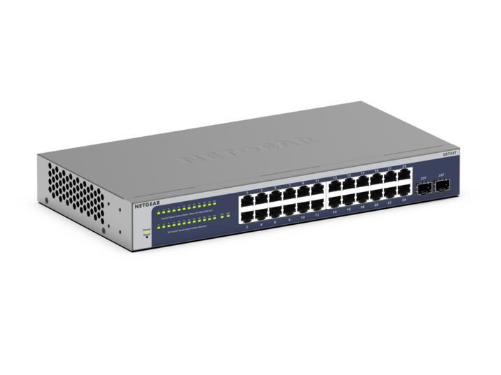 [415853440096] NETGEAR GS724Tv6 Managed L2+/L3 Gigabit Ethernet (10/100/1000) 1U Blauw, Grijs