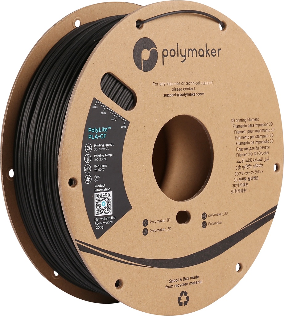 [109423440226] Polymaker PA10001 3D-printmateriaal Polymelkzuur Zwart 1 kg