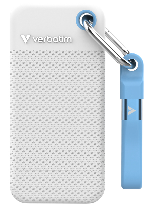 [215076440115] Verbatim Pocket SSD - Zomereditie Wit met 2 rubberen hoezen (wit & lichtblauw) - 2TB