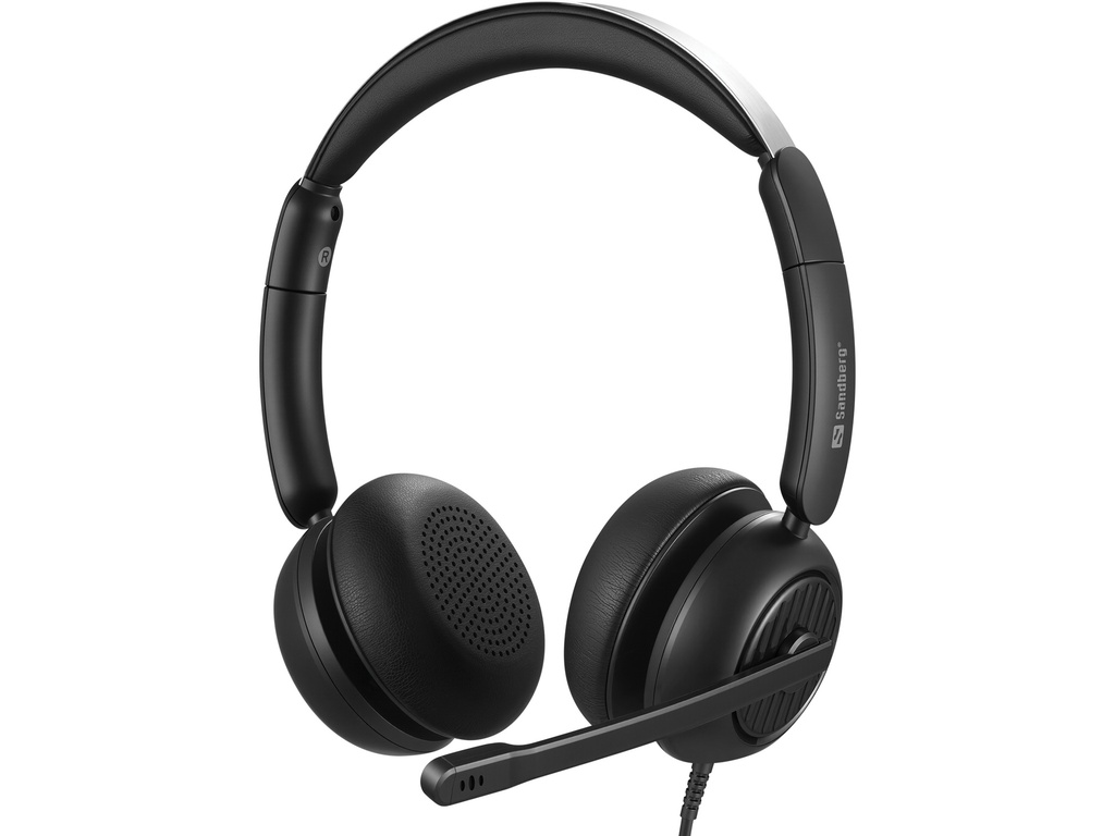 Sandberg 126-54 hoofdtelefoon/headset Bedraad Hoofdband Kantoor/callcenter USB Type-C / USB Type-A Zwart