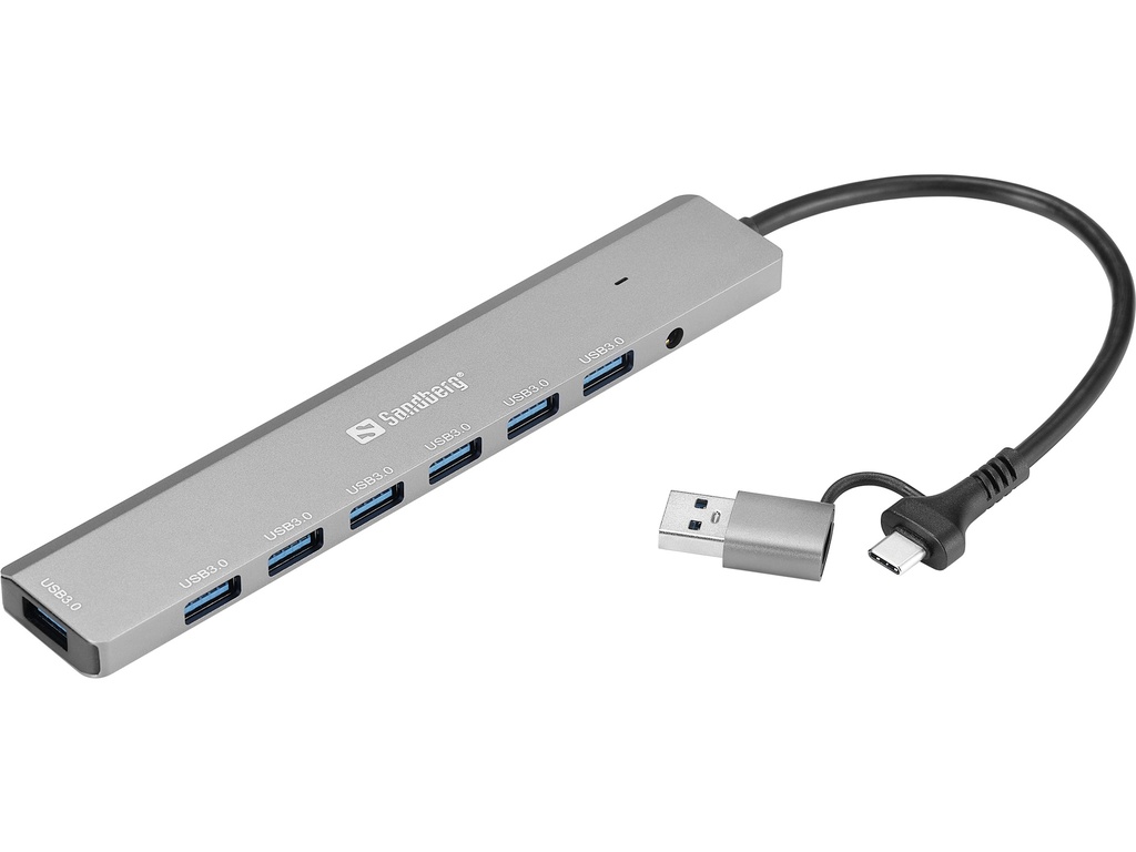 [415811440049] Sandberg 136-66 interface hub USB 3.2 Gen 1 (3.1 Gen 1) Type-A + Type-C 5000 Mbit/s