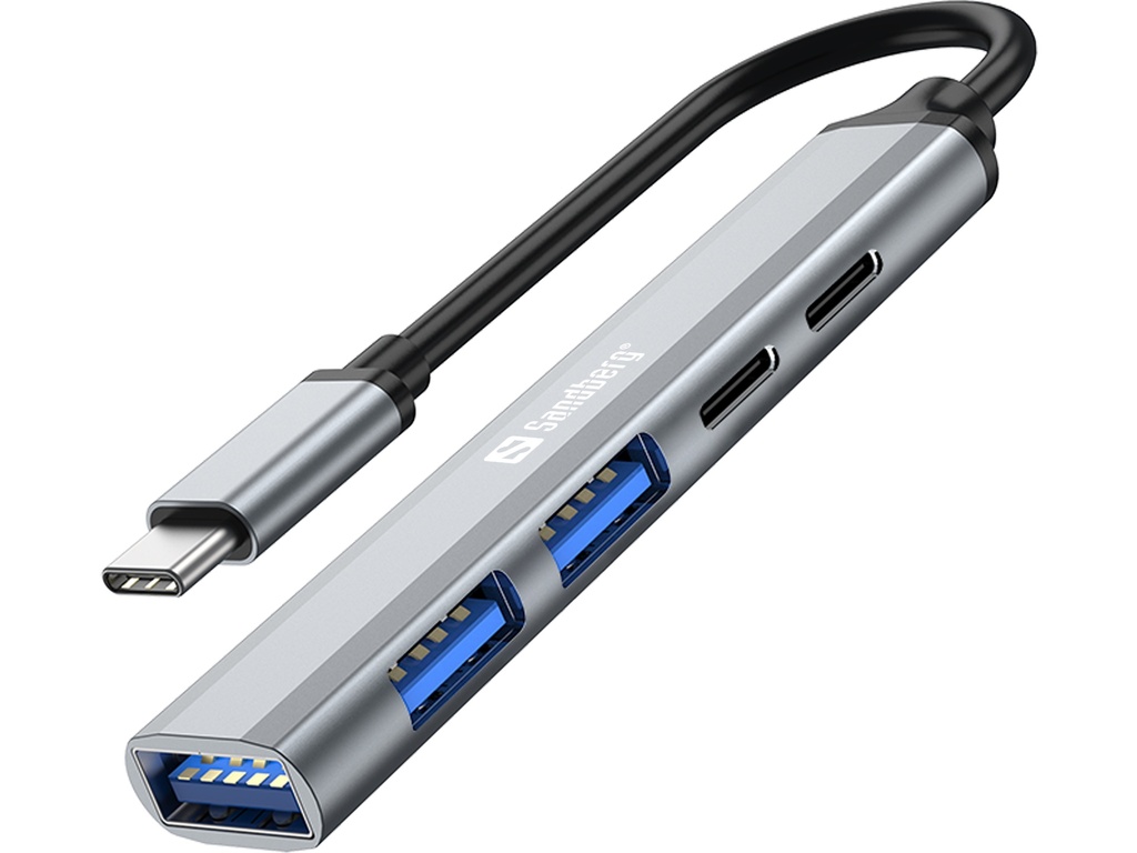 Sandberg 336-50 interface hub USB Type-C 5000 Mbit/s Grijs
