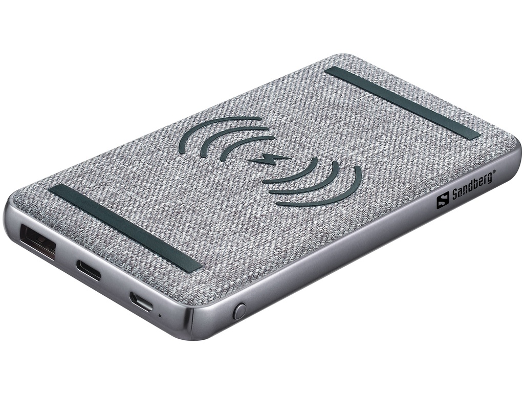 [500811440051] Sandberg 420-61 powerbank Lithium-Polymeer (LiPo) 10000 mAh Draadloos opladen Zwart, Grijs
