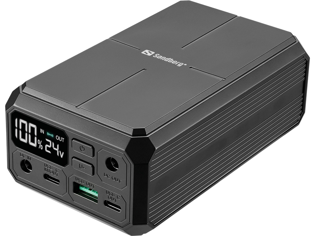 [500811440055] Sandberg Laptop Powerbank 27000 PD100W 27000 mAh Draadloos opladen Zwart