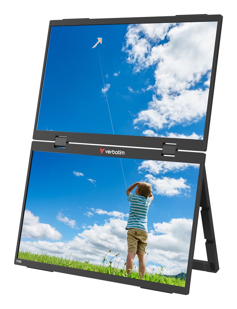 Verbatim Portable 15.6" FHD Dual Monitor Essentials Draagbare monitor Zwart 39,6 cm (15.6") LCD 1920 x 1080 Pixels