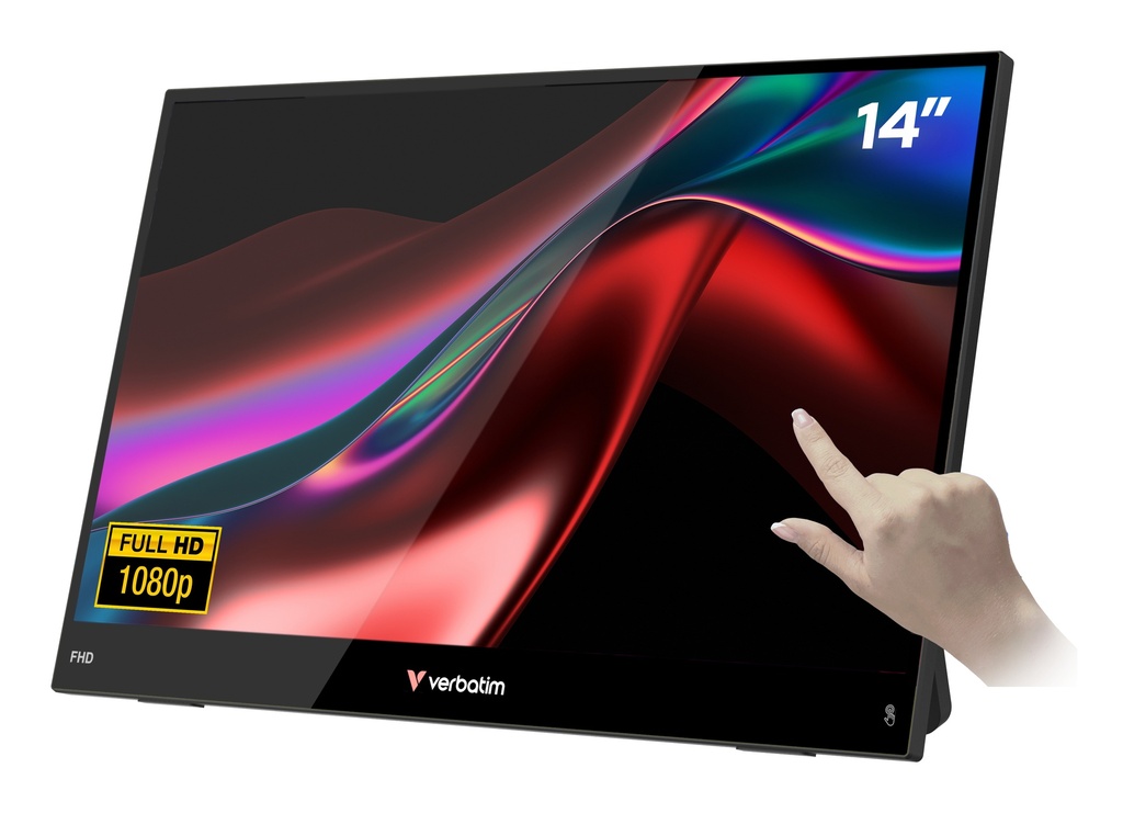[600076440008] Verbatim Portable 14" FHD Touch Monitor LIGHT Draagbare monitor Zwart 35,6 cm (14") LCD 1920 x 1080 Pixels