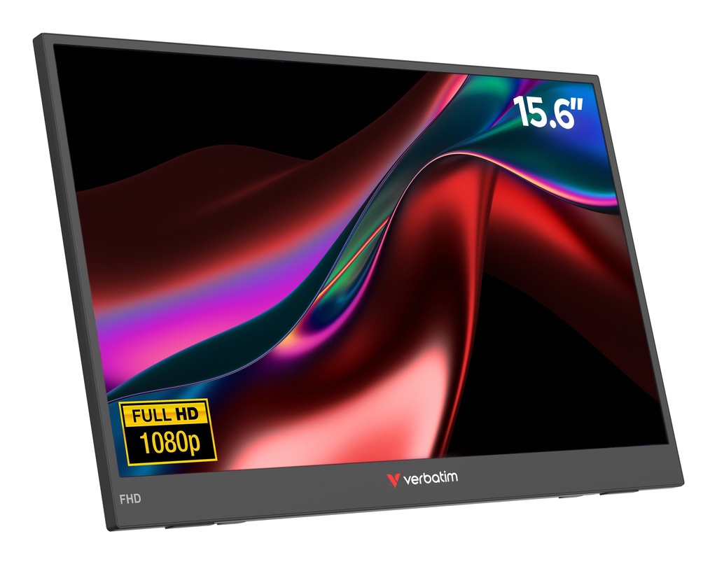 Verbatim Portable 15.6" FHD Monitor LIGHT Draagbare monitor Zwart 39,6 cm (15.6") LCD 1920 x 1080 Pixels
