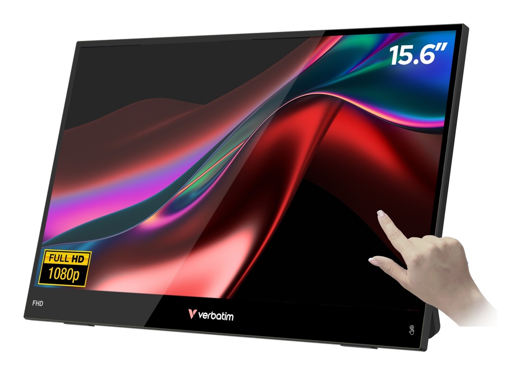 [600076440010] Verbatim Portable 15.6" FHD Touch Monitor LIGHT Draagbare monitor Zwart 39,6 cm (15.6") LCD 1920 x 1080 Pixels
