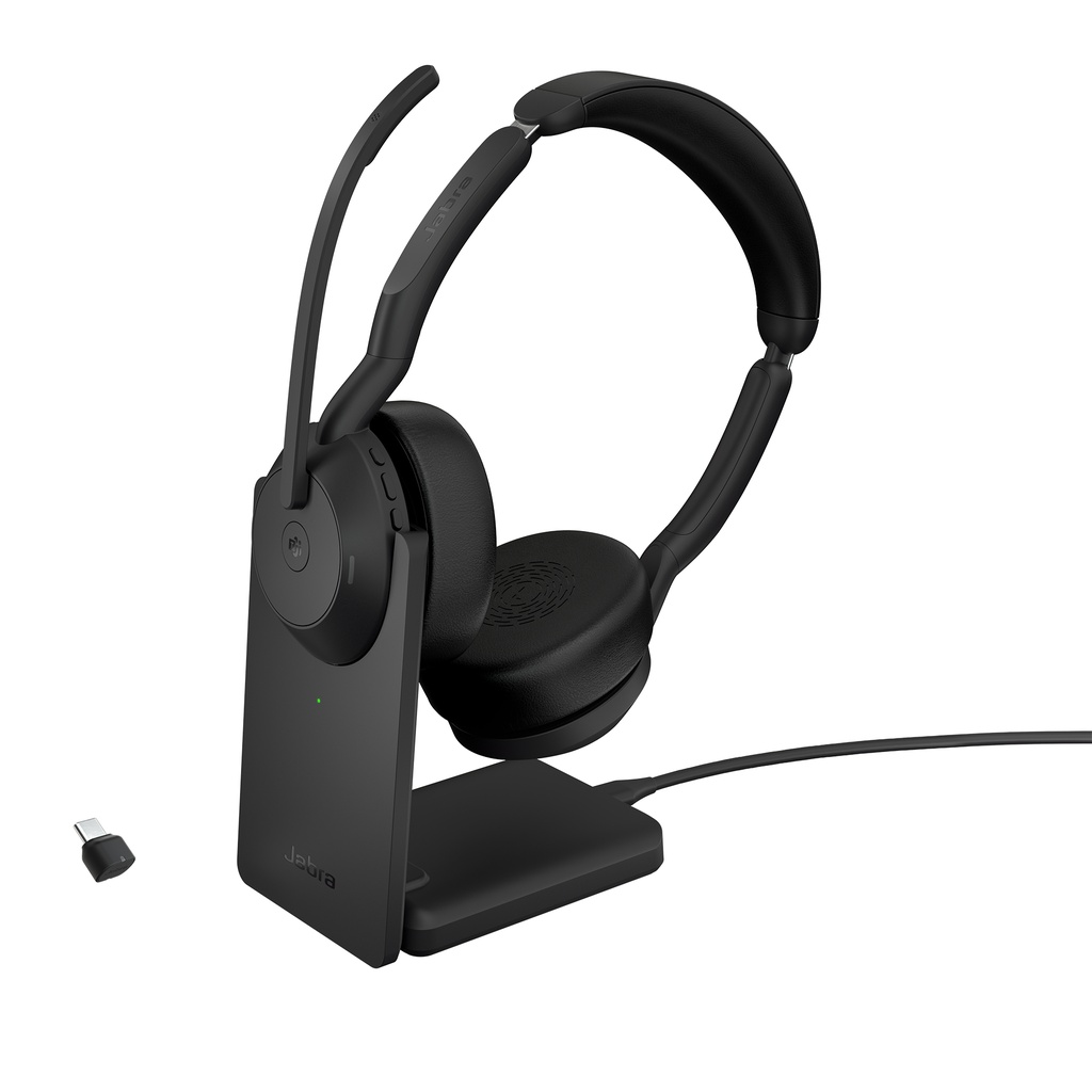 [410816440152] Jabra Evolve2 55 Headset Bedraad en draadloos Hoofdband Kantoor/callcenter Bluetooth Oplaadhouder Zwart