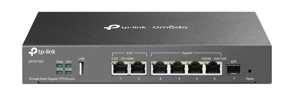 TP-Link Omada ER707-M2 bedrade router 2.5 Gigabit Ethernet, Fast Ethernet, Gigabit Ethernet Zwart