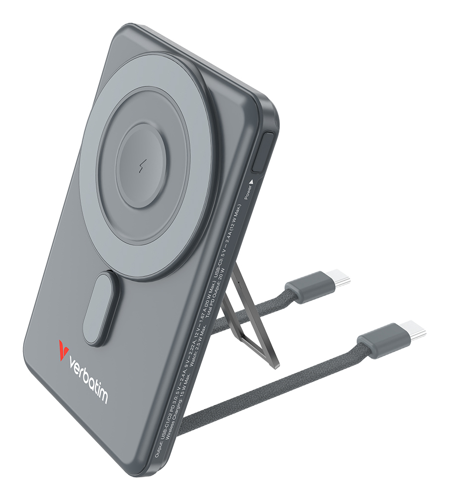 Verbatim 32251 powerbank 5000 mAh Draadloos opladen Grijs