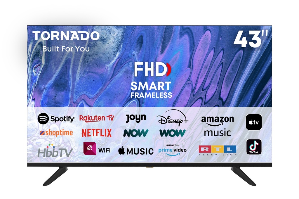 [410416440007] TORNADO 43ES4301X tv 109,2 cm (43") Full HD Smart TV Wifi Zwart 200 cd/m²