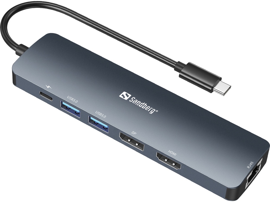 [415811440053] Sandberg 136-43 laptop dock & poortreplicator USB 3.2 Gen 1 (3.1 Gen 1) Type-C Grijs