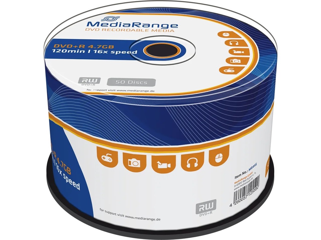 [230604440028] MEDIARANGE MEDIARANGE DVD+R 4.7GB 16x (50) CB WORM