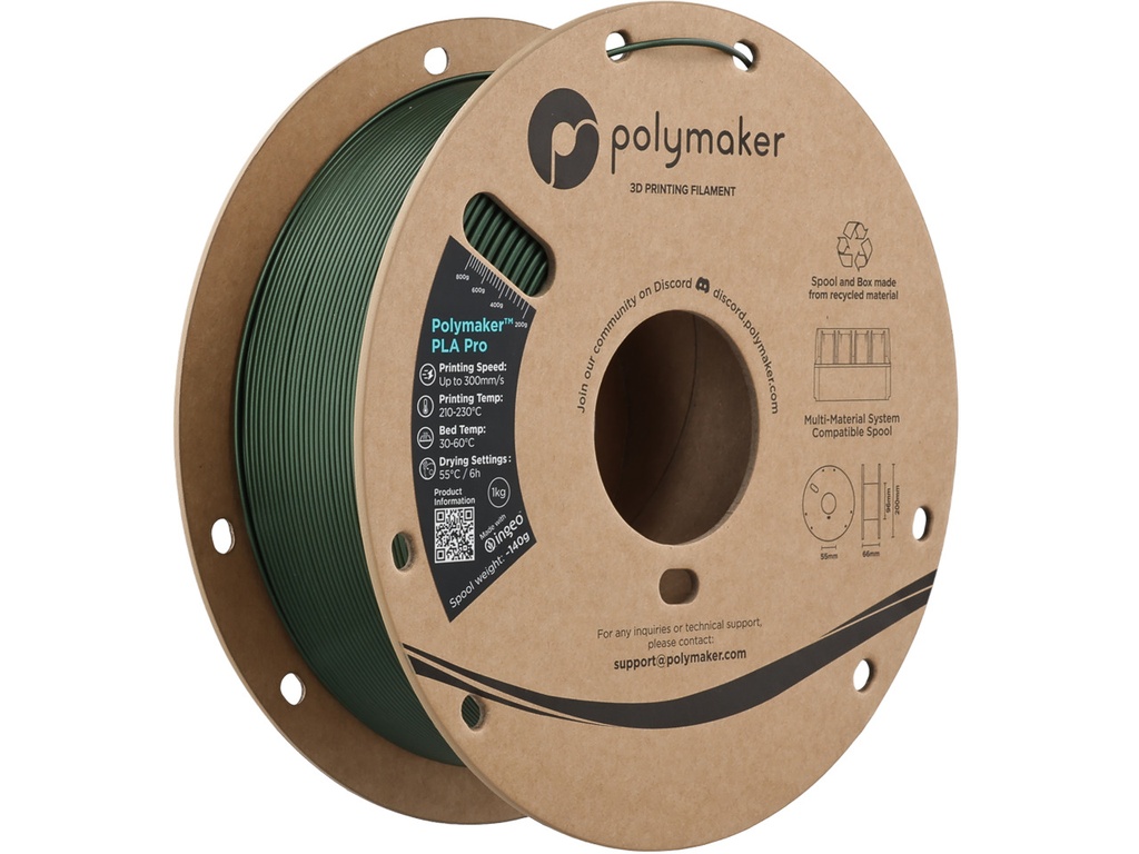 [109423440482] POLYMAKER PLA PRO 1,75mm HS TOUGH METAL GREEN 1kg