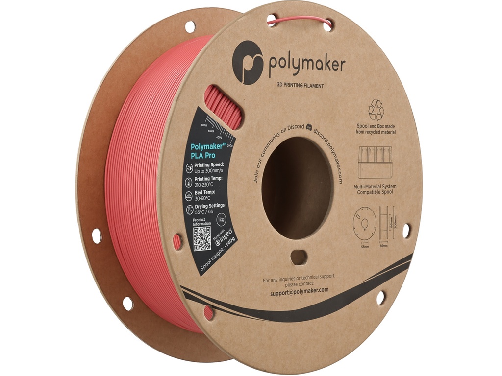 [109423440494] POLYMAKER PLA PRO 1,75mm HS TOUGH LIGHT RED 1kg
