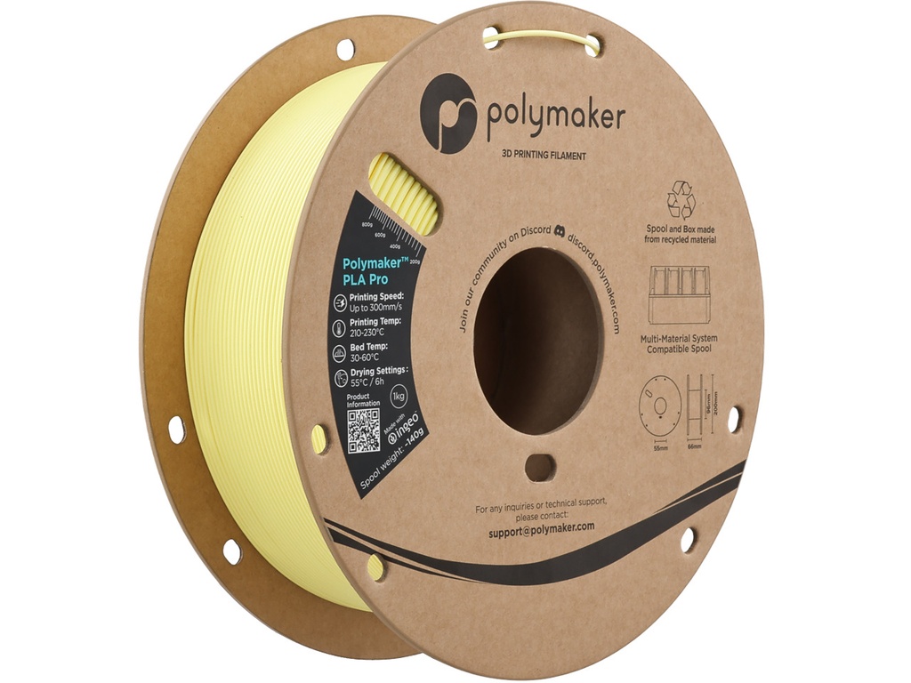 [109423440495] POLYMAKER PLA PRO 1,75mm HS TOUGH LIGHT YELLOW 1kg