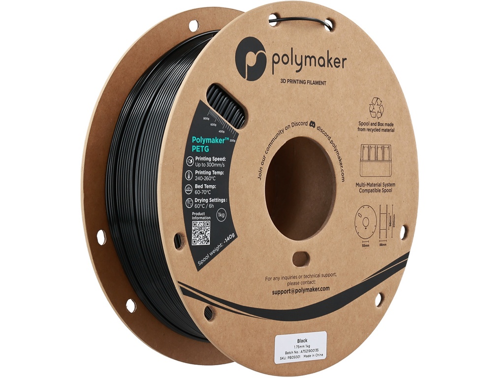 POLYMAKER PETG 1,75mm BLACK 1kg