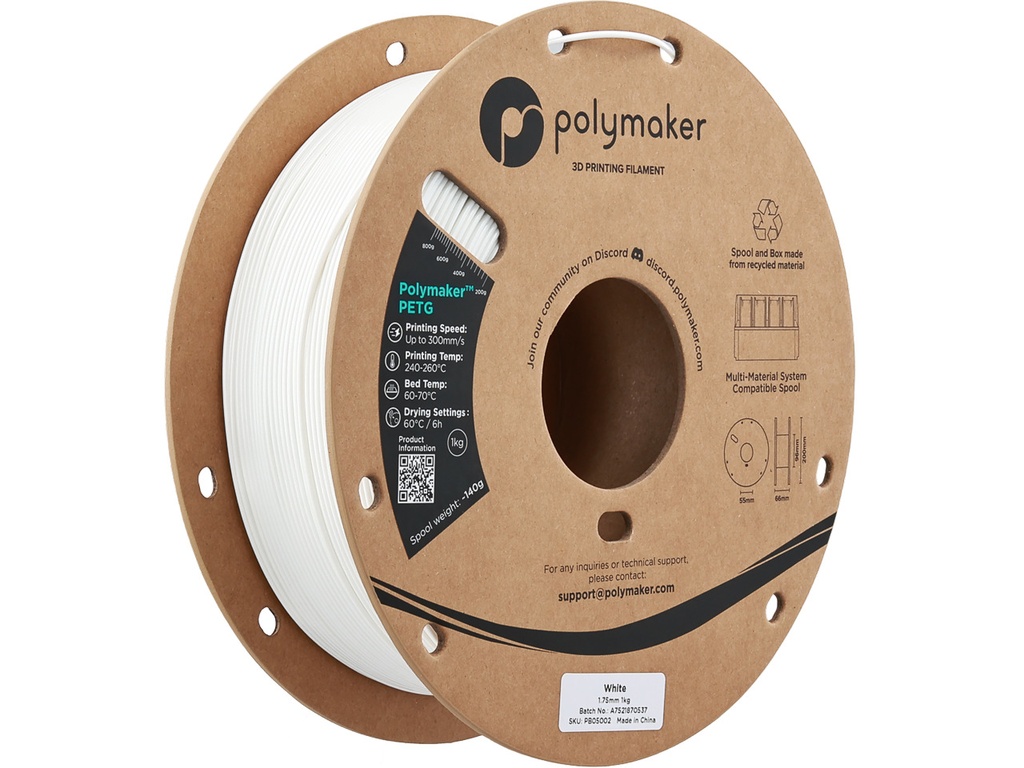 POLYMAKER PETG 1,75mm WHITE 1kg