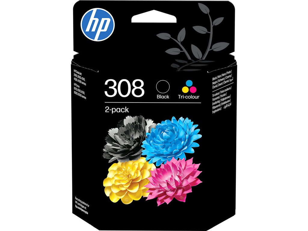 [170025441953] HEWLETT PACKARD 6L6S6UE#LS1 HP 308 Envy ink (2) blk-col