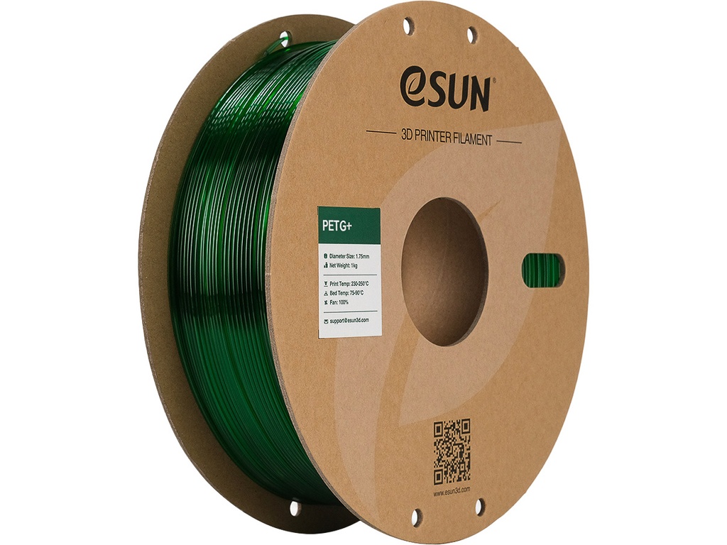 ESUN PETG+ 1,75mm TRANSL GREEN 1KG PAPER RL