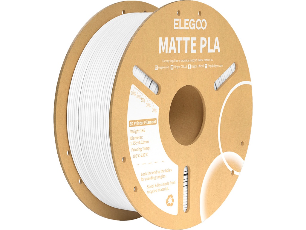 [109393440273] ELEGOO PLA MATTE 1,75mm WHITE 1kg