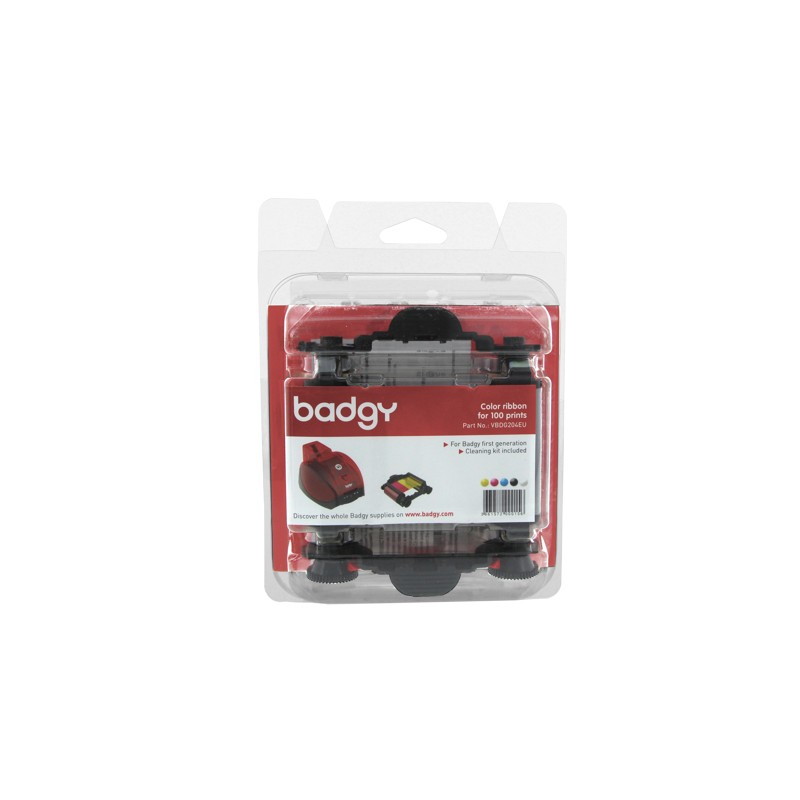 [116871440003] Evolis Ribbon & Cleaning Kit badgy 100p printerlint 100 pagina's Zwart, Blauw, Roze, Wit, Geel