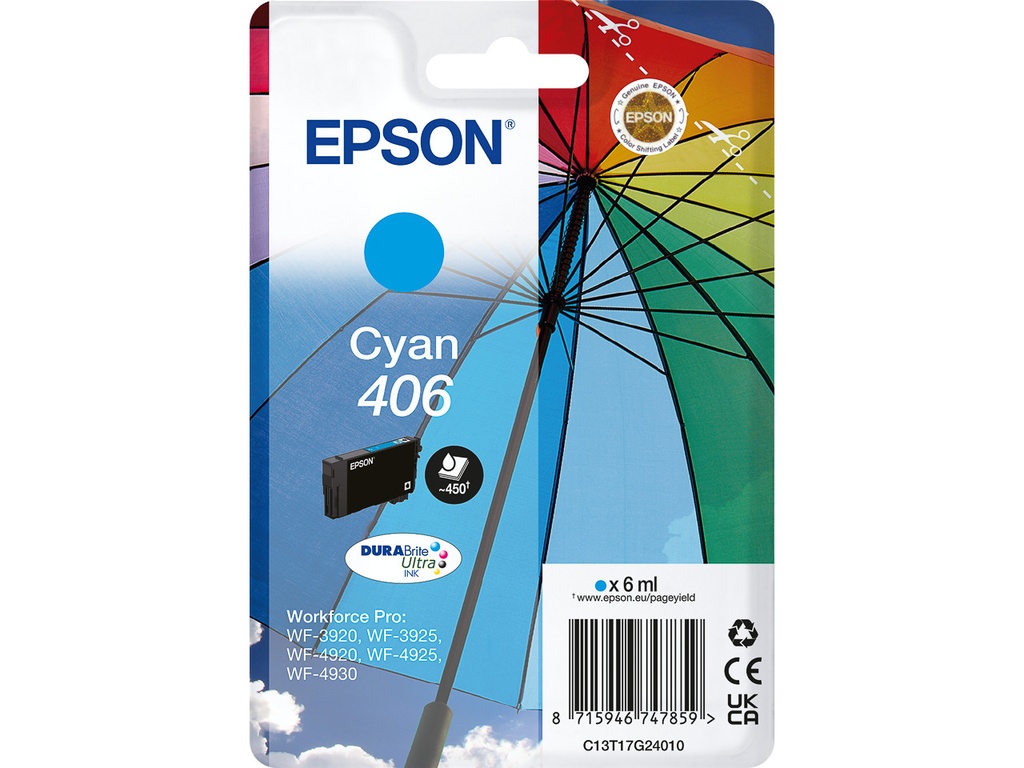 [170015442180] EPSON C13T17G24010 EPSON 406 WF ink cyan ST