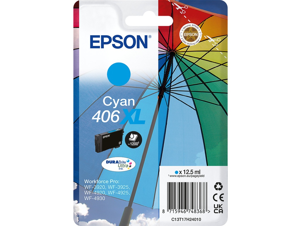 [170015442190] EPSON C13T17H24010 EPSON 406XL WF ink cyan HC
